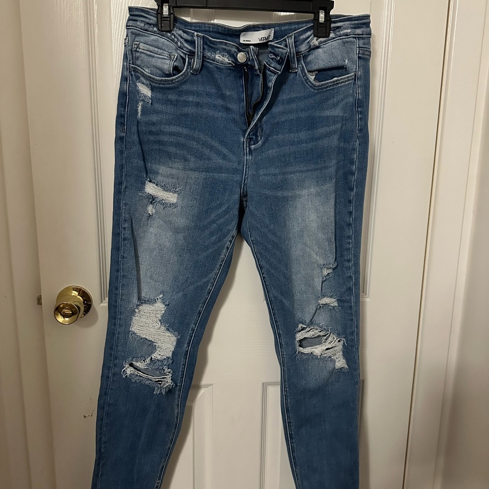 Women's Blue Distressed Vervet Jeans